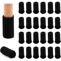 24 vnt. briaunotos tekstūros kėdės kojų kojinių komplektas su neslystančiais padukais grindų apsaugai 4PCS juoda