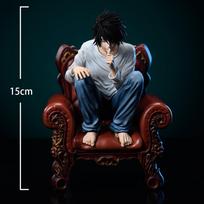 Death Anime Figure Light Yagami L Action Figure L Figurine sitting pose statue super sleuths Collectible Model Doll Toy Boy Gift 15CM gray