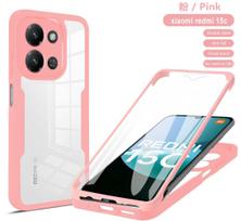 Dėl Xiaomi Redmi 15C 4G 171mm dėklo 360 dvipusiai pilnos apsaugos dėklai Redmi15C Redmy 15C 15 C 4G ekrano apsaugos dangtelis Redmi 15C 4G (171mm) rožinė