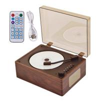 Retro Portable Music Player with Speaker, Bluetooth-compatible Desktop Player with Remote Control for Home, Support USB/Type-C juodmedis