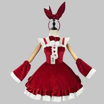 5xl Women's Breathable Polyester Christmas Sexy Maid Outfit Cosplay Bow Lolita M