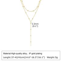 Vnox Layering Necklaces for Women, Gold Color Sexy Y Necklaces, Stainless Steel Rosary Chain, Layered Beads Choker