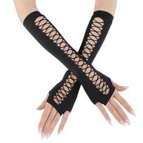 Europe USA Sexy Lace Gloves Fingerless Mesh Fun Tag Nightclub Dance Dot Long Cos