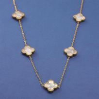 Five Flowers Double-Sided Four-Leaf Clover Titanium Steel Necklace Light Luxury 18K Does Not Fade Women's Collarbone Chain 18K-13mm balta