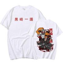 Anime BLEACH Kurosaki Ichigo Manga Grafinis animacinis spausdintas marškinėliai Vyriški medvilniniai marškinėliai trumpomis rankovėmis negabaritiniai marškinėliai Gatvės drabužiai XXXL balta