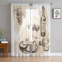 Vyno ir sūrio permatomos užuolaidos miegamajam svetainei Tiulio užuolaidos virtuvės langui Voile užuolaidos 135W x 114H(cm)
