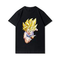 Anime Dragon Ball marginti vyriški marškinėliai apvaliu kaklu, medvilniniai vasariniai laisvalaikio juodi marškinėliai 3XL black