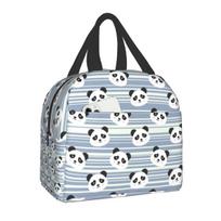 Panda Bear Insulated Lunch Bag for Camping Travel Portable Thermal Cooler Lunch Box Women Kids Work Picnic Food Storage Bags 22x20x13CM mėlyna