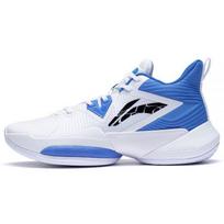 Li Ning Air Strike Shock Absorption Wear Resistant Non Slip Mid Top Basketball Shoes Men sneaker White Blue ABPS073-2 43⅔