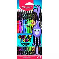 MAPED: Color Peps Monster spalvoti pieštukai rinkinys - trikampės formos, 12 vnt