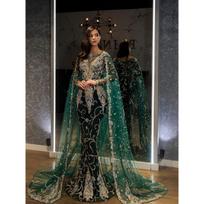 New Women's Sexy Gold Glitter Long Sleeve Flowy Hem Evening Banquet Gown for Crossborder S