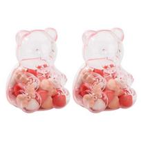 2 Pcs Cute Bear Shaped Candy Boxes Clear Fillable Treat Containers Reusable Holiday Candy Gift Box for Bridal Shower Wedding Christmas Party Favors Size#2pcs raudona