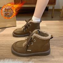 CRLAYDK Winter Boots for  Women Warm Fur Lined Ladies Snow Ankle Leather Lace Up Shoes Walking Cute Casual Booties 35