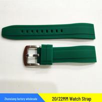 Compatible 20/22/24mm Sports-Style Flat End Silicone Watch Strap for Submariner, Huawei, Garmin with Quick Release 20mm žalia
