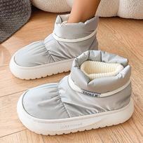 Moteriški vandeniui atsparūs pūkiniai medvilniniai apšiltinti batai Šilti pliušiniai storapadžiai sniego batai Moterims 2025 Platforminiai neslystantys žieminiai ankle boots 38-39(fit 37-38) juoda