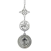 Trijų apsaugų karoliai su raganos mazgu, pentagrama, Tetragramatonu, St. Benedikto nerūdijančio plieno dvasinis simbolis papuošalai A