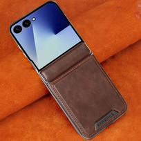Applicable to Samsung zflip7 mobile phone case new all-inclusive anti-drop flip6 business w24flip new magnetic leather case samsung zflip7
