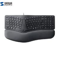 SANWA Ergonomic Wired Keyboard with USB Hub and Wrist Rest