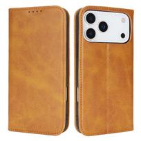 Calf Strong Magnetic Flip Bracket Genuine Leather Case for Apple Iphone 17 Phone Case iPhone 16Pro Max Business Design Card Slot For iPhone 13 chaki
