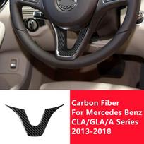 Carbon Fiber Car Steering Wheel Modification Cover Trim Strips Decorative Sticker For Benz CLA GLA A Class Car Inner No Flag