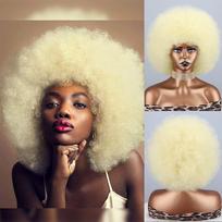 XINRAN Afro moterų trumpas perukas, garbanotas šviesiai blondinas, sintetinis pluoštas, natūralus, pūkuotas, garbanotas kasdieniam dėvėjimui „Cosplay“ garbanotas perukas 30CM brown