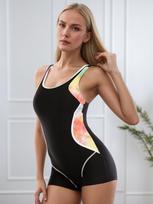 Vientisas moteriškas maudymosi kostiumėlis maudymosi kostiumėlis maudymosi kostiumėlis Moteriškas paplūdimio kostiumas Bodysuit be nugaros didelio dydžio sportinis S juoda