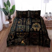 Antique Egyptian Hieroglyphs N Deities Duvet Cover Set King Queen Double Full Twin Single Size Bed Linen Set EU Twin(135x200cm)
