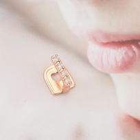 Gold Tooth Grillz with Diamond Inlay - Hip Hop Style Dental Ornament rožinio aukso spalvos