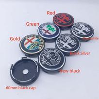 EKIS8 100Pcs 60mm T30 Wheel Center Cap Badge Black Logo Hub Cover Rim Car Accessories for Alfa Romeo GTAM Mito 147 156 159 166 Black Silver