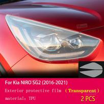 For Kia NIRO SG2 2016- Accessories 2 Pcs Car Headlight Protective Film Headlamp Restoration Transparent Black TPU Sticker skaidri