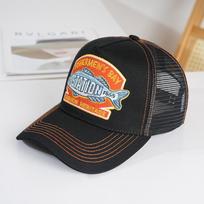 Summer Breathable Fishing Cap Sunshade Hat Adjustable Trucker Hat Mesh UV Protection Sports Snapback Hat Men Women juoda