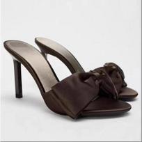 Sandals for Woman Bow Summer Sexy Open Toe Footwear Thin Heels Women's Shoes Diamond Party Weddings Stiletto Sandal Slippers 35