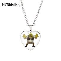 Eye-catching Shrek Inspired Heart Shape Pendant Necklace With Beautiful Gemstone For Fun Fashion XXXL111