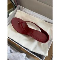 Sheepskin version~ French niche wedge heel flip-flop sandals women's new summer thick-soled high-heeled cool slippers 35 raudona