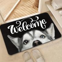 Cute Husky Welcome Doormat, Non-Slip Entryway Rug, Durable Washable Floor Mat for Kitchen and Laundry 40cm x 60cm
