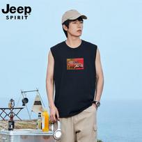 JEEP SPIRIT Men's Sleeveless Cotton T-Shirt 2XL juoda