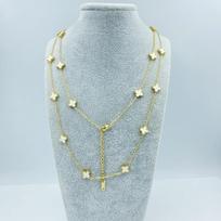 9MM Titanium Steel Necklace 20 Flower 90CM Lucky Four-leaf Clover Necklace