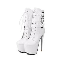 Women's high-heeled short boots, sexy European and American style waterproof platform, super high and large size Roman short boots. 34