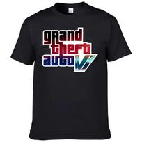 2023  Summer New Men's T-shirt Gta Game Print T-shirt 100% Cotton Crew Neck Top Street Short sleeved F118 S juoda
