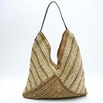 Shoulder paper rope straw woven bag large capacity handmade magnetic buckle woven bag seaside vacation shoulder tote bag Magnetic Buckle