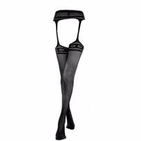 SIMPLEJWEL Sexy Crotchless Pantyhose Hollow Out Black Silk Fishnet Stockings High Waist Panty Sexy Dress One Size