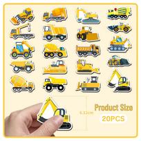 20-Piece Construction Vehicle Fridge Magnets: Cartoon Excavators, Cement Trucks & More 5.5-8.5CM