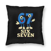 Six Seven Italian Brainrot Kids Square Pillowcase Polyester Linen Velvet Creative Decorative Throw Pillow Sofa 18 Peach skin 18*18(CM)-1Pcs