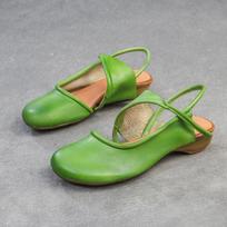 GKTINOO Round Toe Flat Sandals 2025 Summer New Retro Genuine Leather Comfortable Soft Sole Slip On Women's Shoes 5