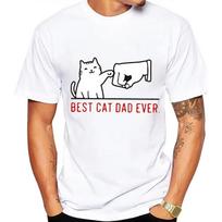 Best Cat Dad Ever Summer Mens T Shirt Fashion Short Sleeve Tee Cat Lover Streetwear Animal Cats Male Tops Casual Tshirt S