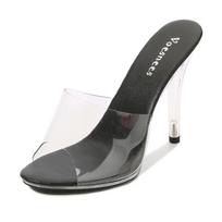 2025 New 35-43 Sexy Super High Heels 11CM High Nightclub Transparent Sandals Sex Shoes Large Size Shoes 34