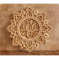American Elm Mandala Wall Decor - 12 Inch Multilayer Wooden Lotus Mandala