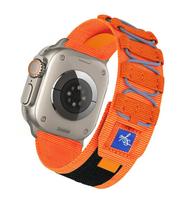 Nylon Five Loop Strap for Apple Watch Ultra/2 49mm 10 9 8 7 6 5 4 SE Sports Bracelet Band iWatch 45mm 44mm 42mm 46mm 41mm Correa Series 10 42mm oranžinė