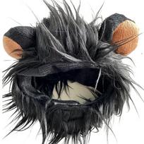 Breathable Lion Mane Wig Cap Hat Fluffy Pet Costume Comfortable Fit Dog Cat Wig Hat  Cosplay L-Black Flast Ears
