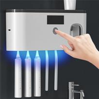 UV dezinfekavimo dantų šepetėlio laikiklis Smart Automatic Squeeze Toothpaste Dantų pastos dozatoriaus sieninis laikiklis juoda